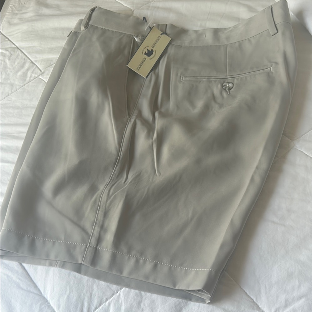 Classic Taupe Flat Front Shorts for a Polished Look waist 36